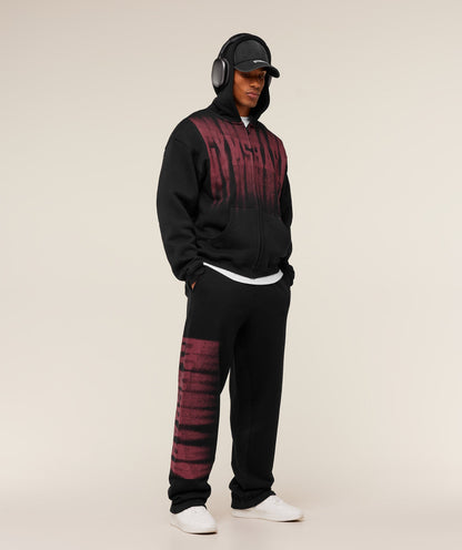 Gymshark Fade Graphic Zip Through Hoodie - Black/Sets Red