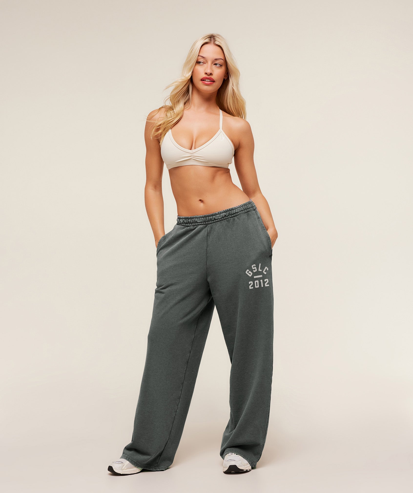 Gymshark Gymshark Lifting Club 2012 Graphic Wide Leg Jogger - Slate Teal/Wash