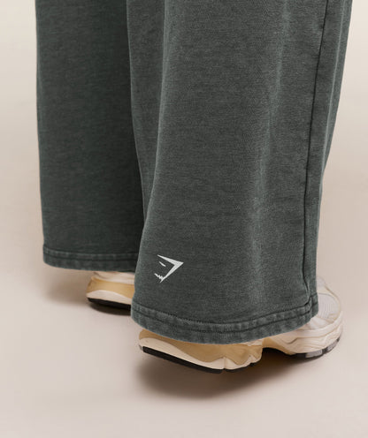 Gymshark Gymshark Lifting Club 2012 Graphic Wide Leg Jogger - Slate Teal/Wash