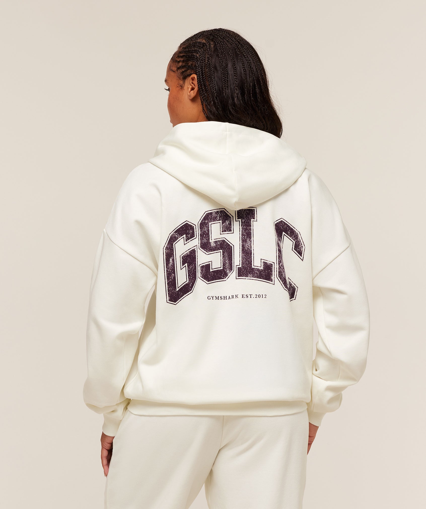 Gymshark GSLC Graphic Zip Up Hoodie - Soft White