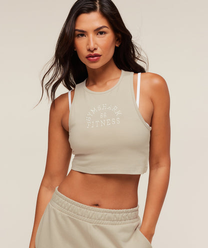 Gymshark Fitness Embroidered Graphic Tank - Pebble Grey