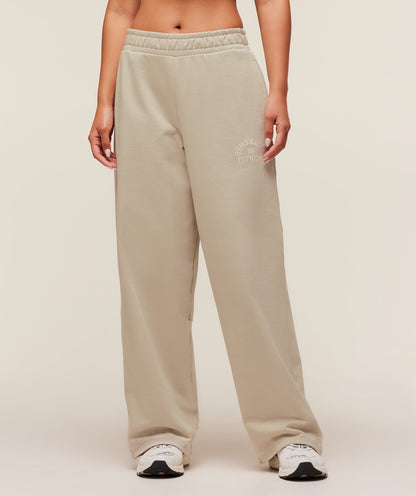 Gymshark Fitness Embroidered Graphic Wide Leg Joggers - Pebble Grey