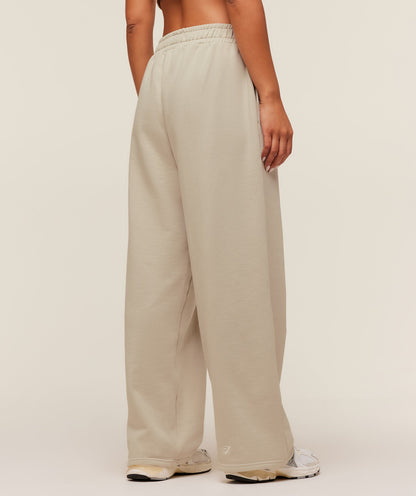 Gymshark Fitness Embroidered Graphic Wide Leg Joggers - Pebble Grey