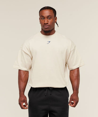 Gymshark Lifting Club T-Shirt - Oat White/Compound Blue