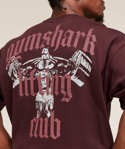 Gymshark Lifting Club T-Shirt - Rich Maroon/Reset Pink