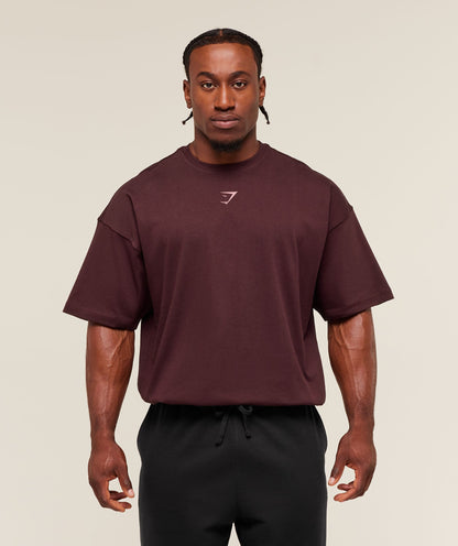 Gymshark Lifting Club T-Shirt - Rich Maroon/Reset Pink