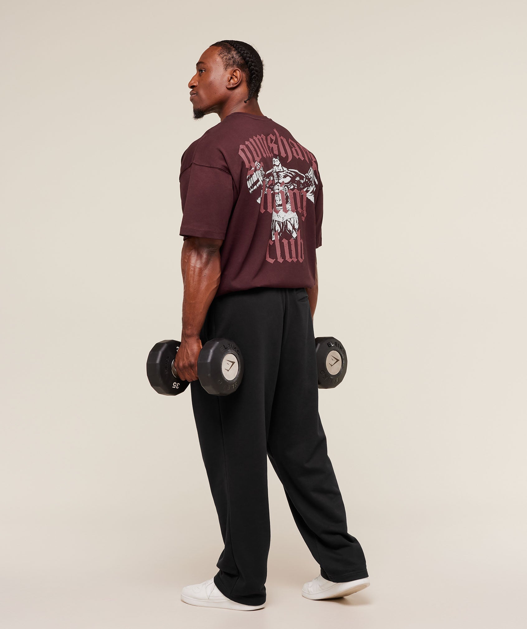 Gymshark Lifting Club T-Shirt - Rich Maroon/Reset Pink