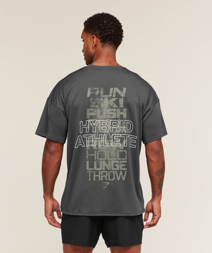 Gymshark Hybrid Athlete T-Shirt - Onyx Grey