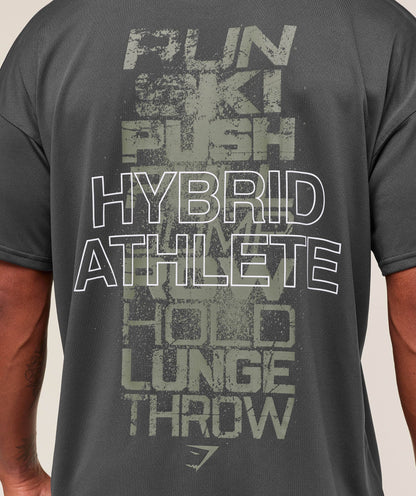 Gymshark Hybrid Athlete T-Shirt - Onyx Grey