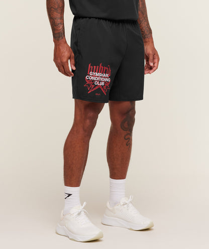 Gymshark Hybrid Graphic 7" Shorts - Black