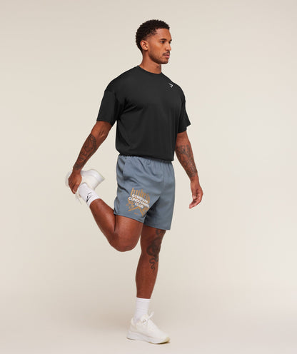 Gymshark Hybrid Graphic 7" Shorts - Iron Blue