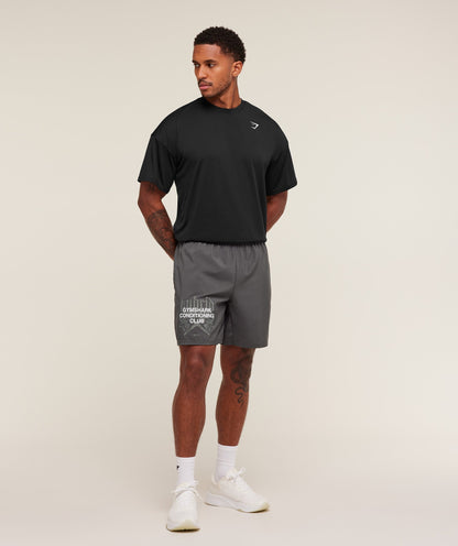Gymshark Hybrid Graphic 7" Shorts - Onyx Grey