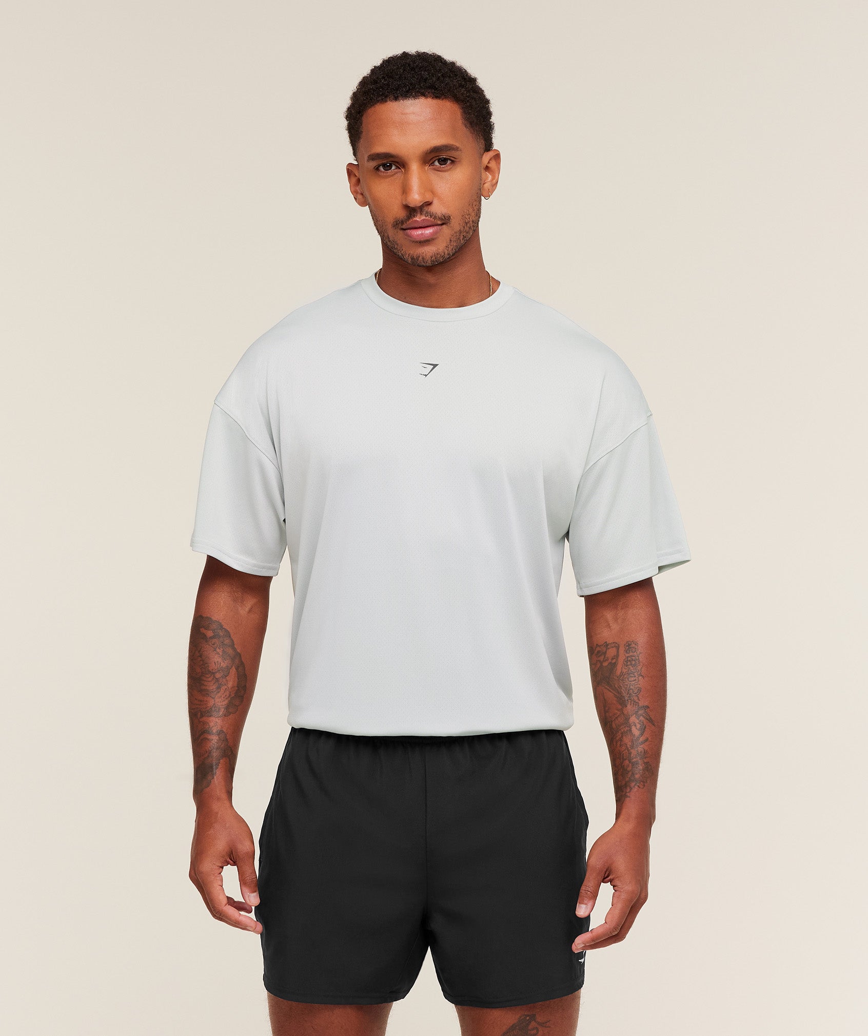 Gymshark Hybrid Graphic T-Shirt - Light Grey