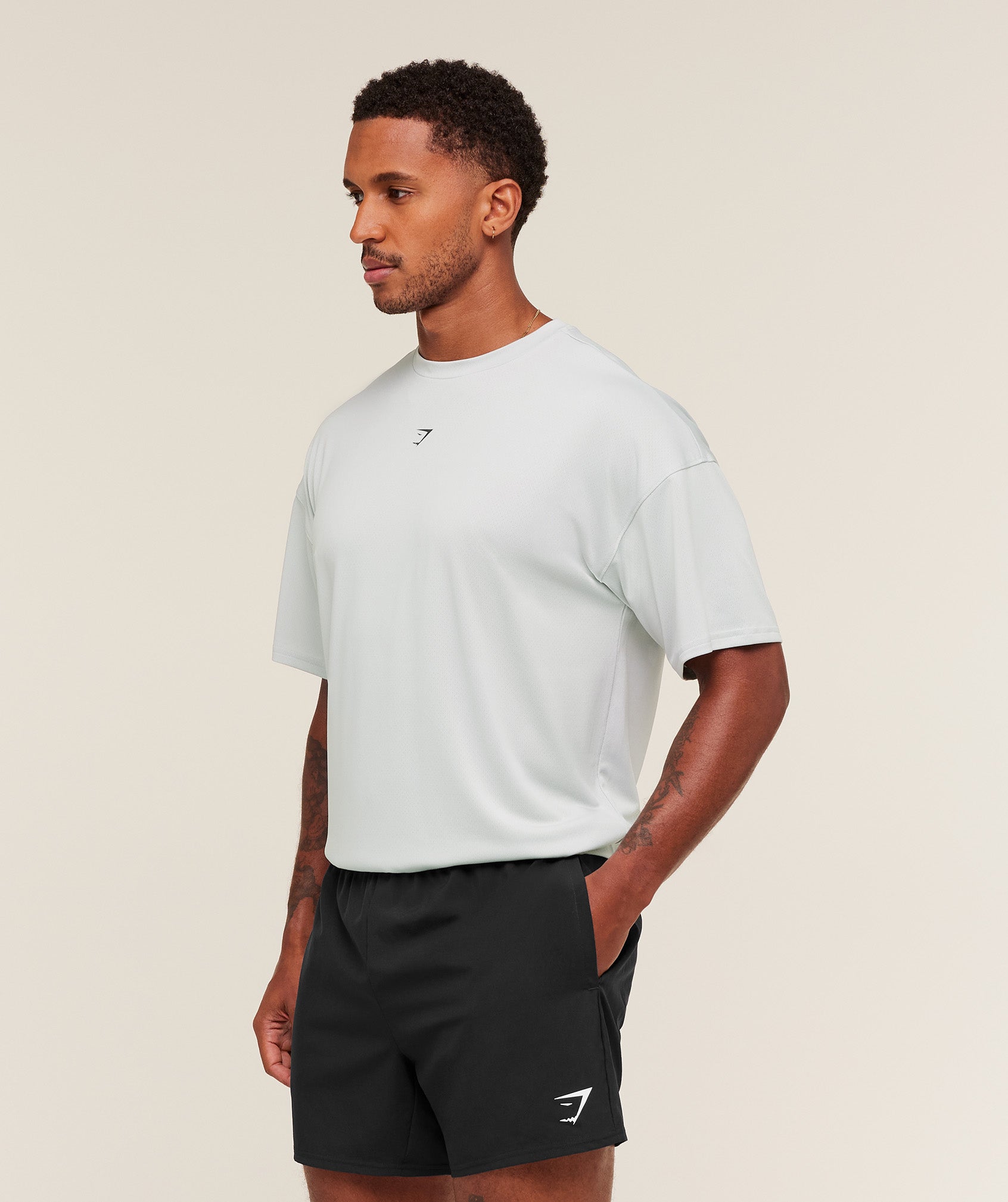 Gymshark Hybrid Graphic T-Shirt - Light Grey