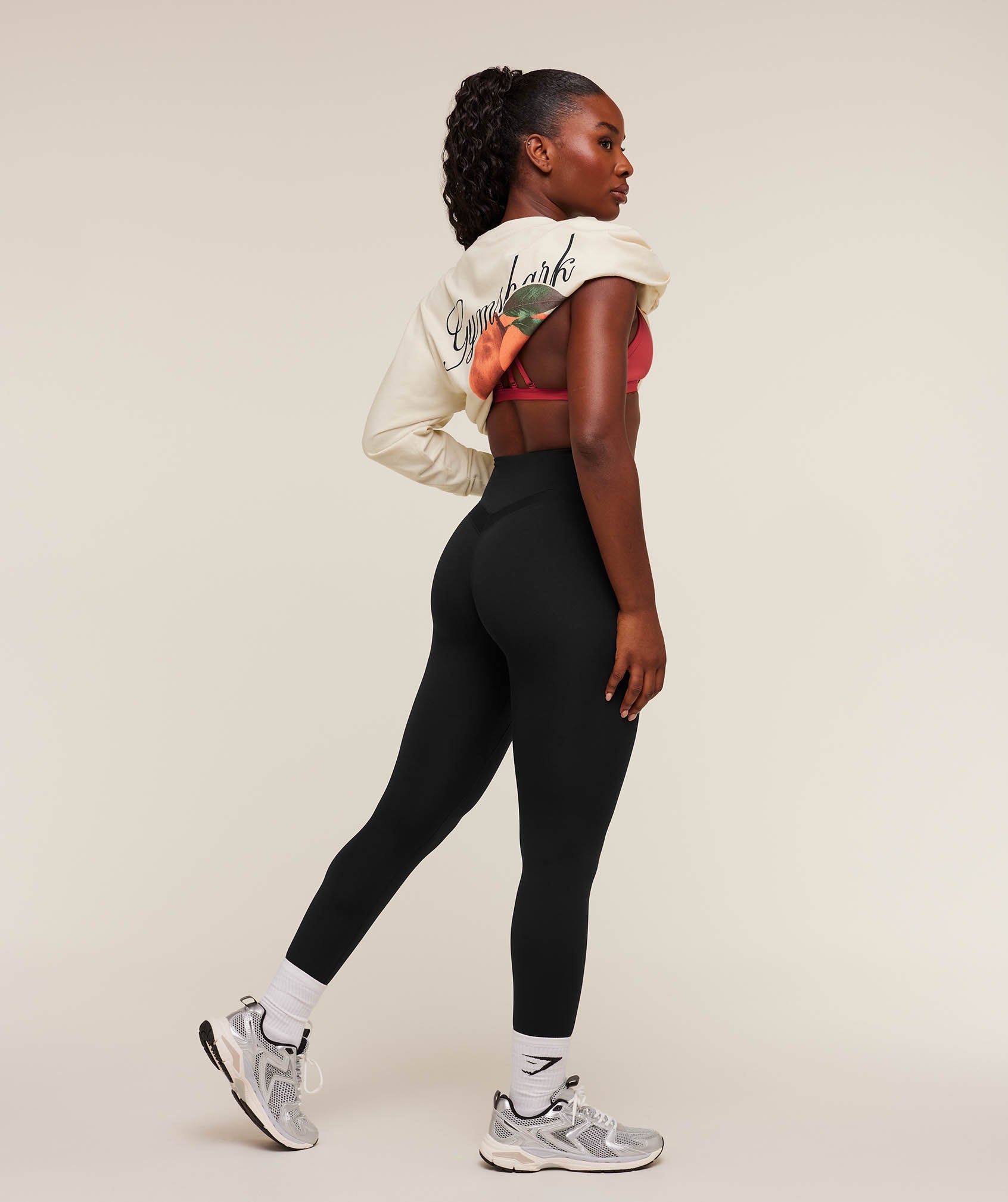 Gymshark Juicy Peach Long Sleeve T-Shirt - Oat White