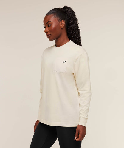 Gymshark Juicy Peach Long Sleeve T-Shirt - Oat White