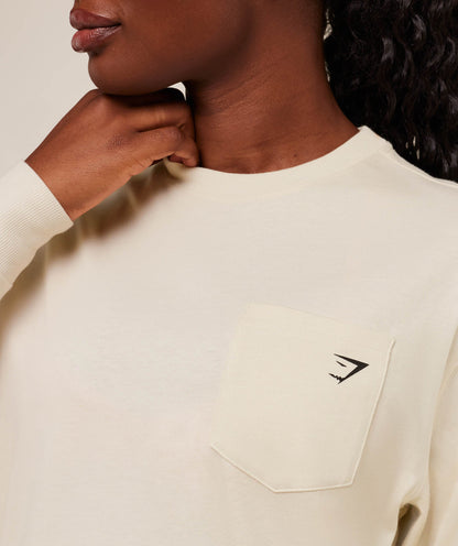 Gymshark Juicy Peach Long Sleeve T-Shirt - Oat White