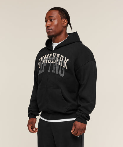 Gymshark Layered Graphic Zip Up Hoodie - Black
