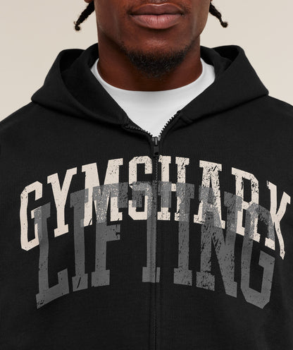 Gymshark Layered Graphic Zip Up Hoodie - Black
