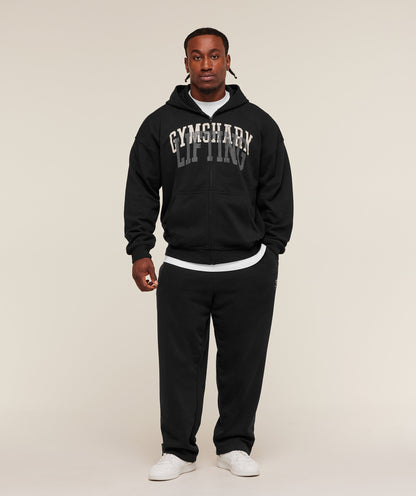 Gymshark Layered Graphic Zip Up Hoodie - Black