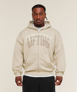 Gymshark Layered Graphic Zip Up Hoodie - Pebble Grey