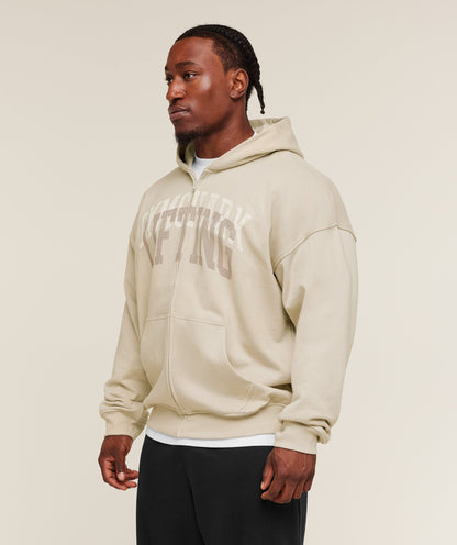 Gymshark Layered Graphic Zip Up Hoodie - Pebble Grey