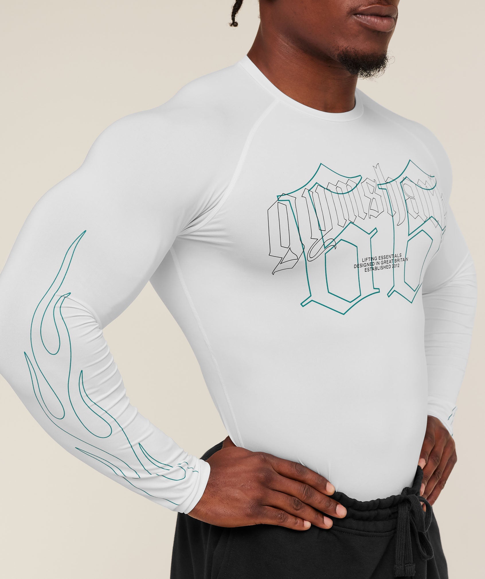 Gymshark Outline Graphic Long Sleeve Baselayer - White
