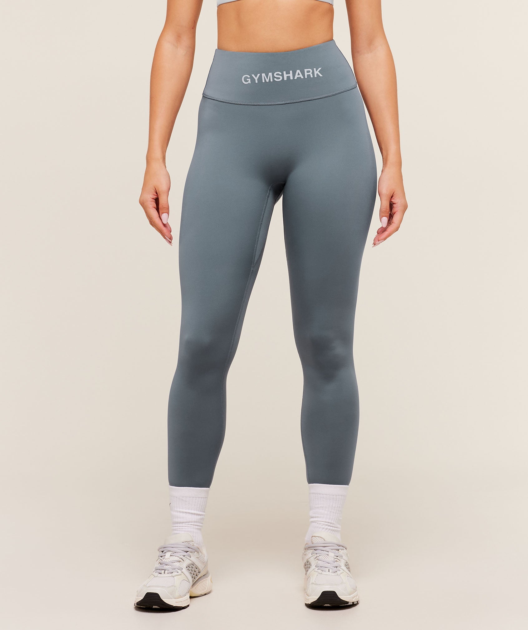 Gymshark Wordmark Waistband Leggings - Iron Blue