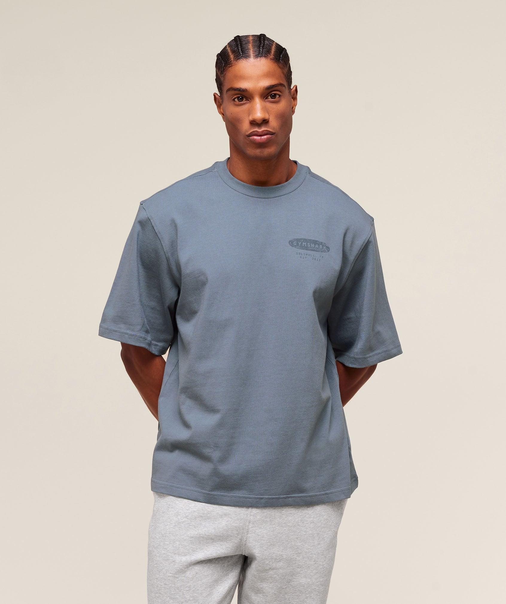 Gymshark For The Lifters Boxy T-Shirt - Iron Blue