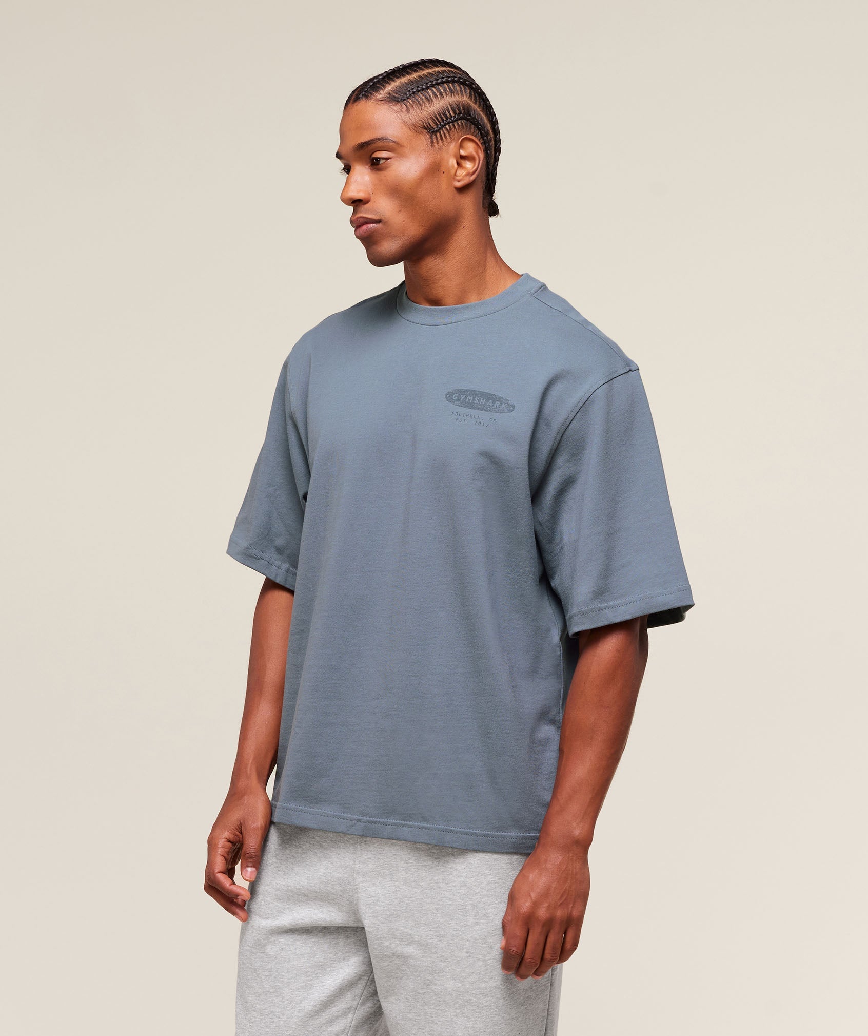 Gymshark For The Lifters Boxy T-Shirt - Iron Blue