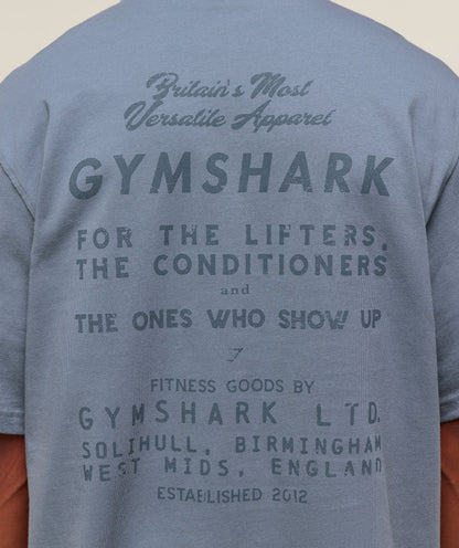 Gymshark For The Lifters Boxy T-Shirt - Iron Blue