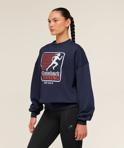 Gymshark Run Club Graphic Sweatshirt - Heavy Blue