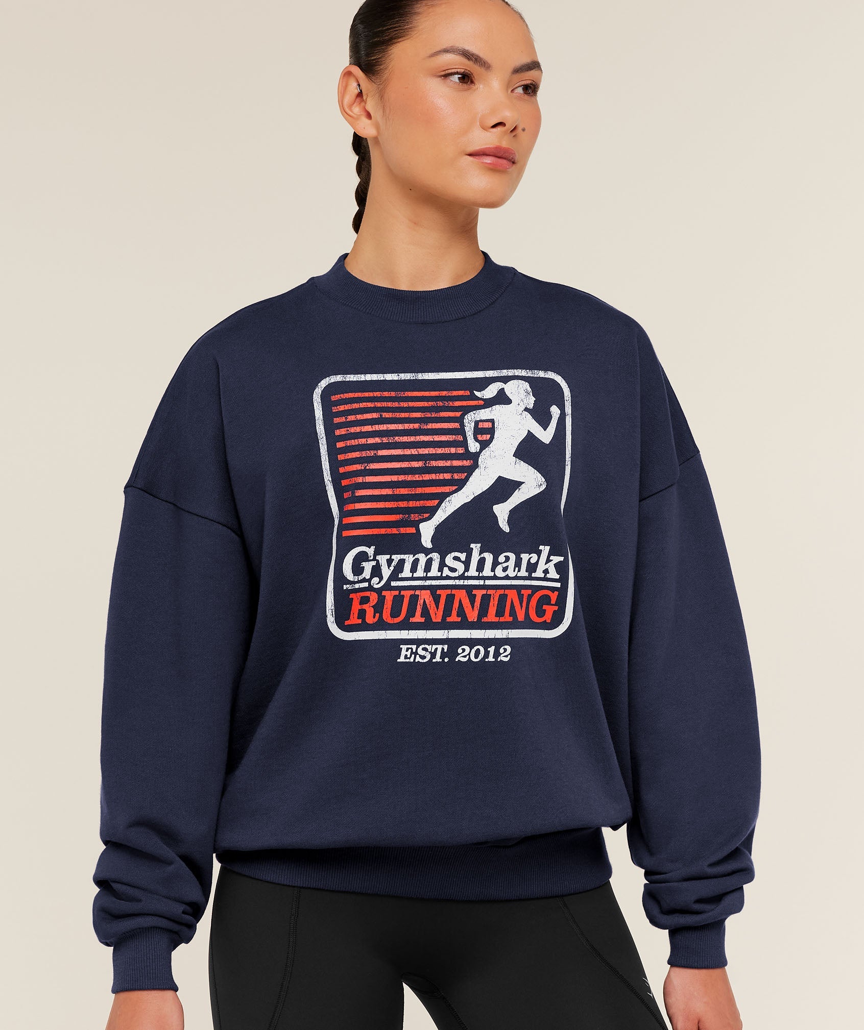 Gymshark Run Club Graphic Sweatshirt - Heavy Blue
