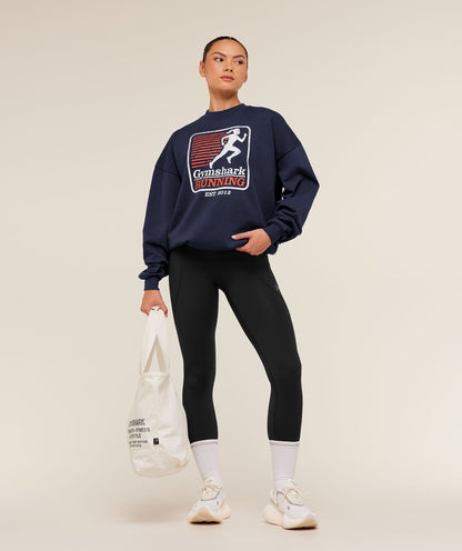 Gymshark Run Club Graphic Sweatshirt - Heavy Blue