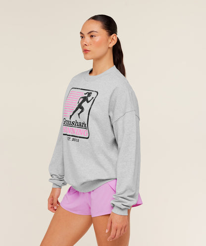 Gymshark Run Club Graphic Sweatshirt - Light Grey Core Marl