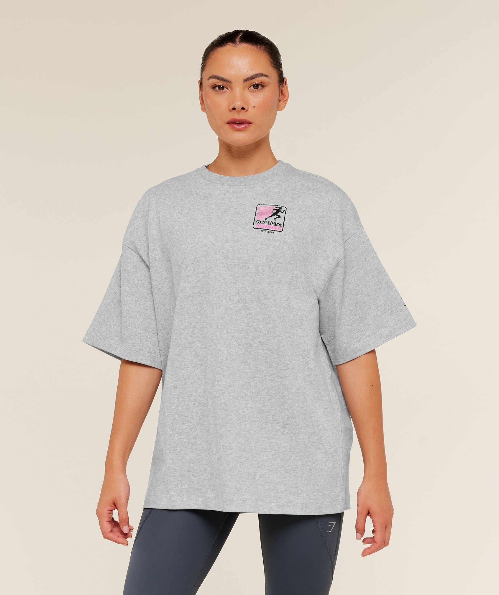Gymshark Run Club Graphic Short Sleeve T-Shirt - Light Grey Core Marl