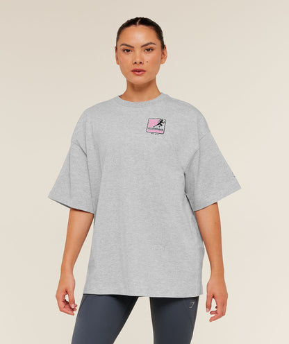 Gymshark Run Club Graphic Short Sleeve T-Shirt - Light Grey Core Marl