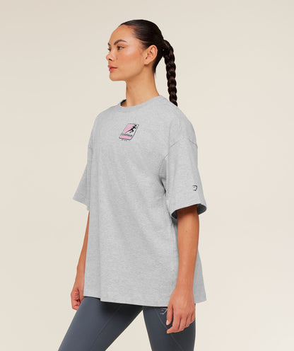 Gymshark Run Club Graphic Short Sleeve T-Shirt - Light Grey Core Marl