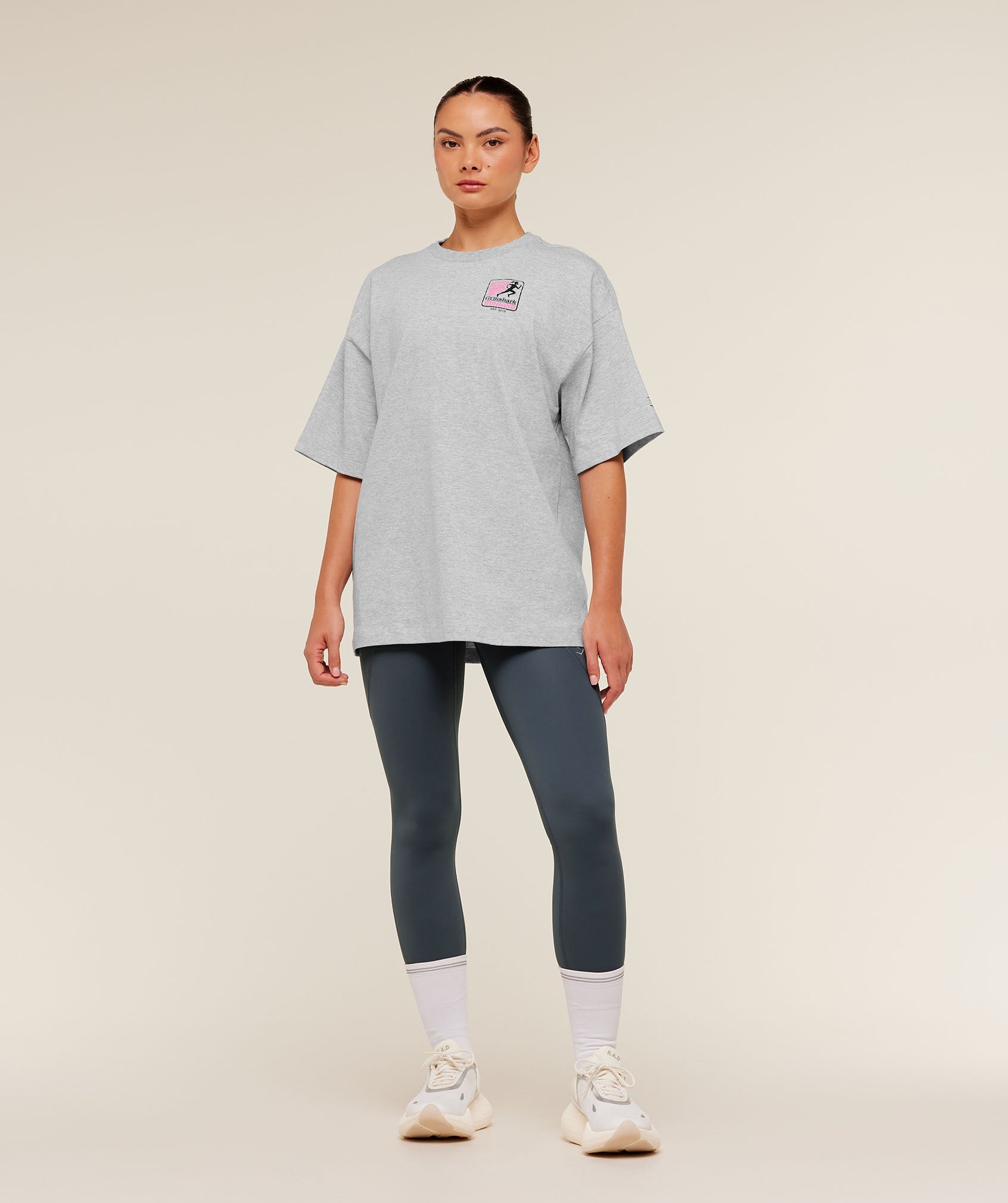Gymshark Run Club Graphic Short Sleeve T-Shirt - Light Grey Core Marl