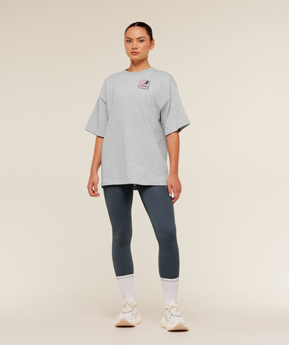 Gymshark Run Club Graphic Short Sleeve T-Shirt - Light Grey Core Marl