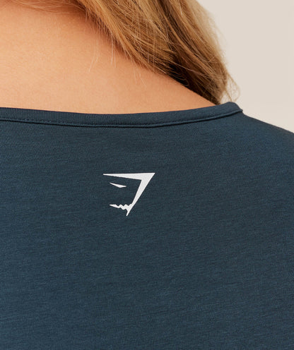 Gymshark Worn Crest Graphic Baby Tee - GS Stealth Blue