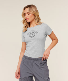Gymshark Worn Crest Graphic Baby Tee - Light Grey Core Marl