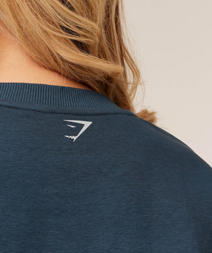 Gymshark Worn Crest Graphic Sweatshirt - GS Stealth Blue