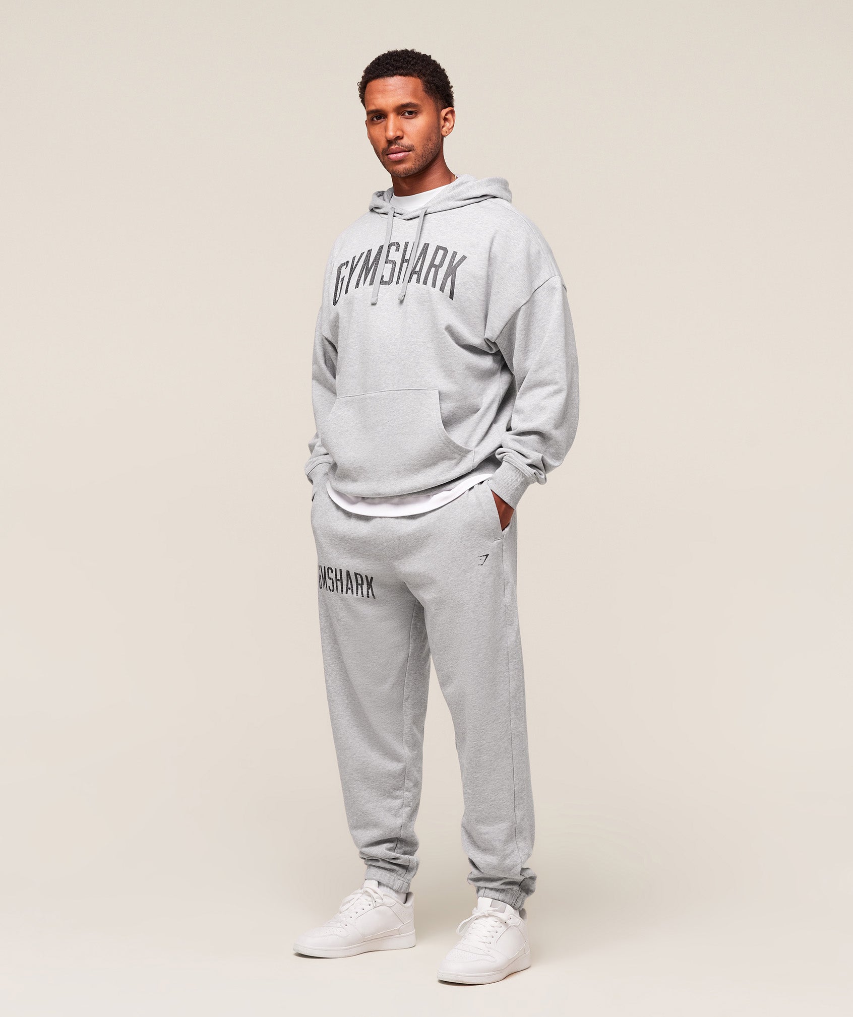Gymshark Worn Graphic Jogger - Light Grey Core Marl