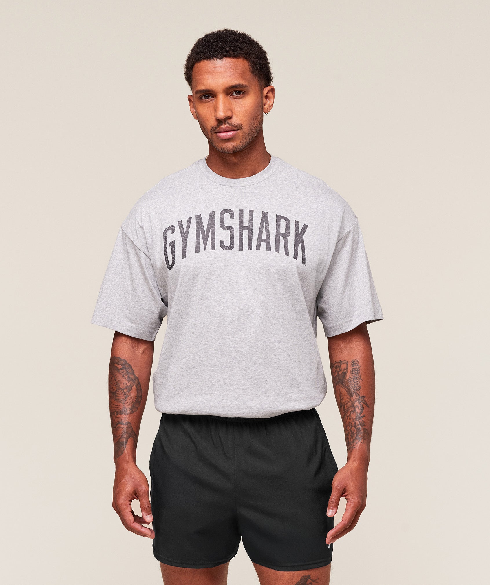 Gymshark Worn Graphic T-Shirt - Light Grey Core Marl