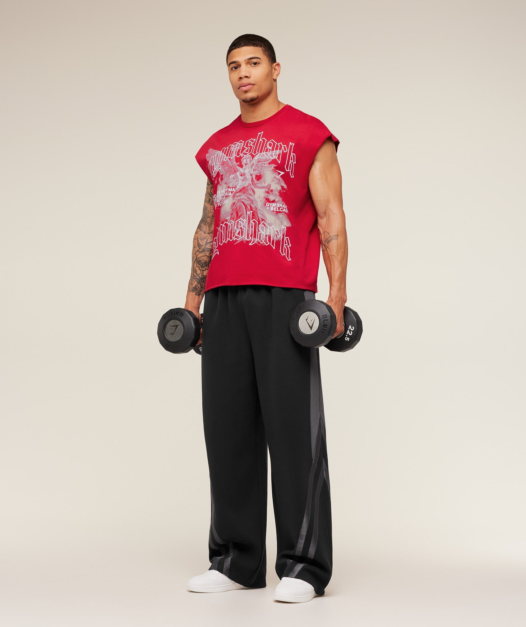 Gymshark x Carlos Belcast Cut off Tee - Carmine Red