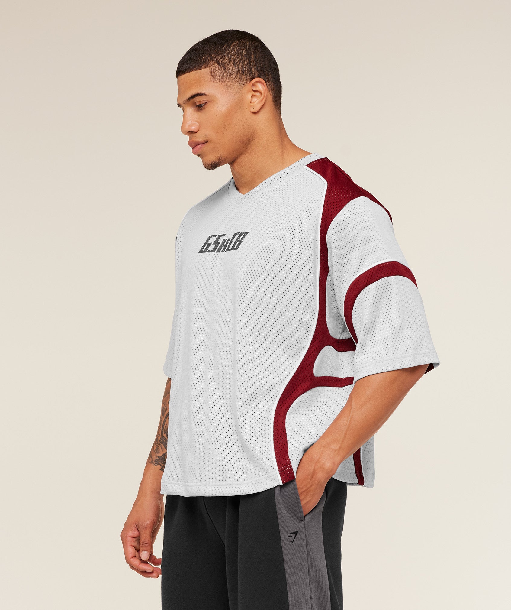Gymshark x Carlos Belcast Mesh Jersey - Light Grey