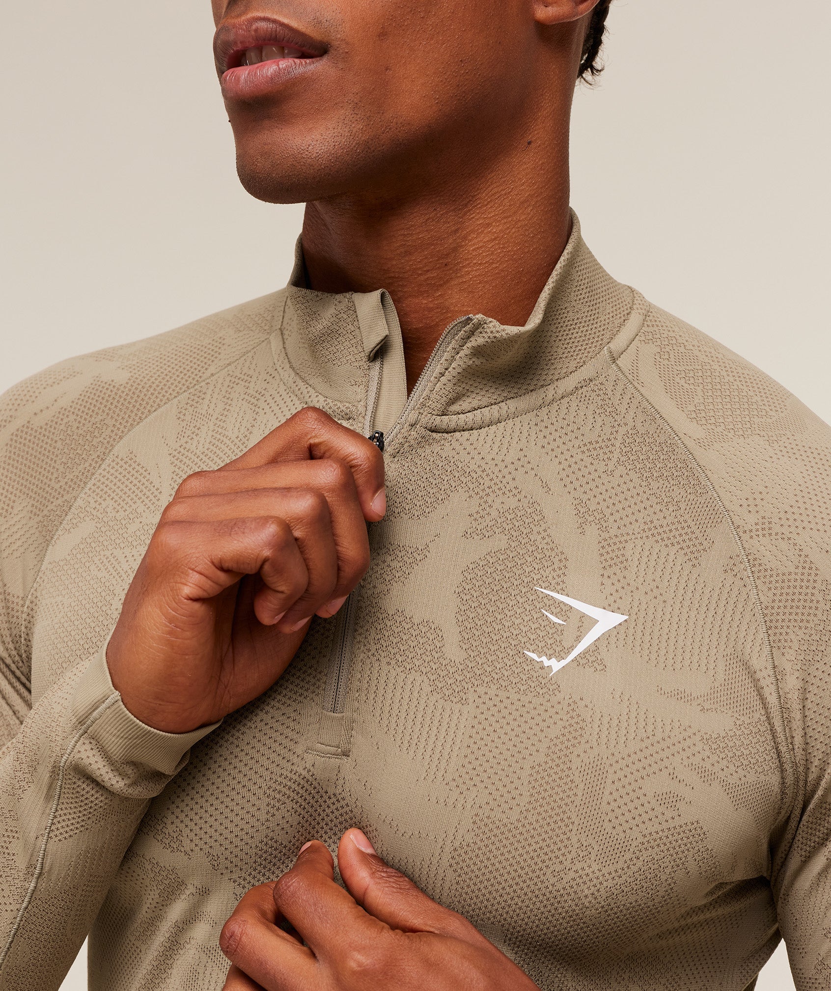Gymshark Geo Seamless 1/4 Zip - Cement Brown/Soul Brown