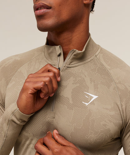 Gymshark Geo Seamless 1/4 Zip - Cement Brown/Soul Brown