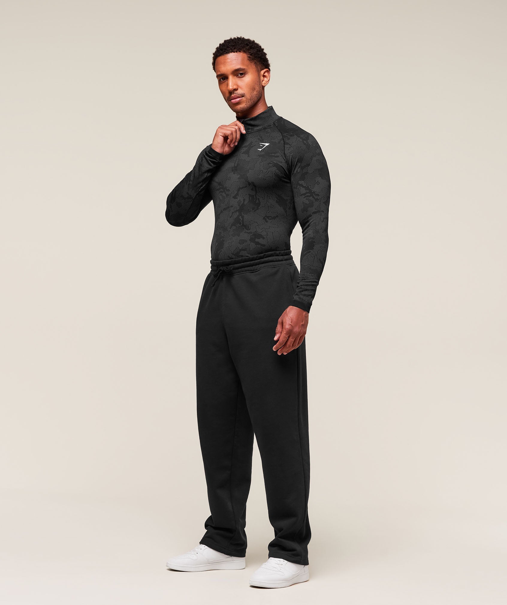 Gymshark Geo Seamless 1/4 Zip - Black/Charcoal Grey